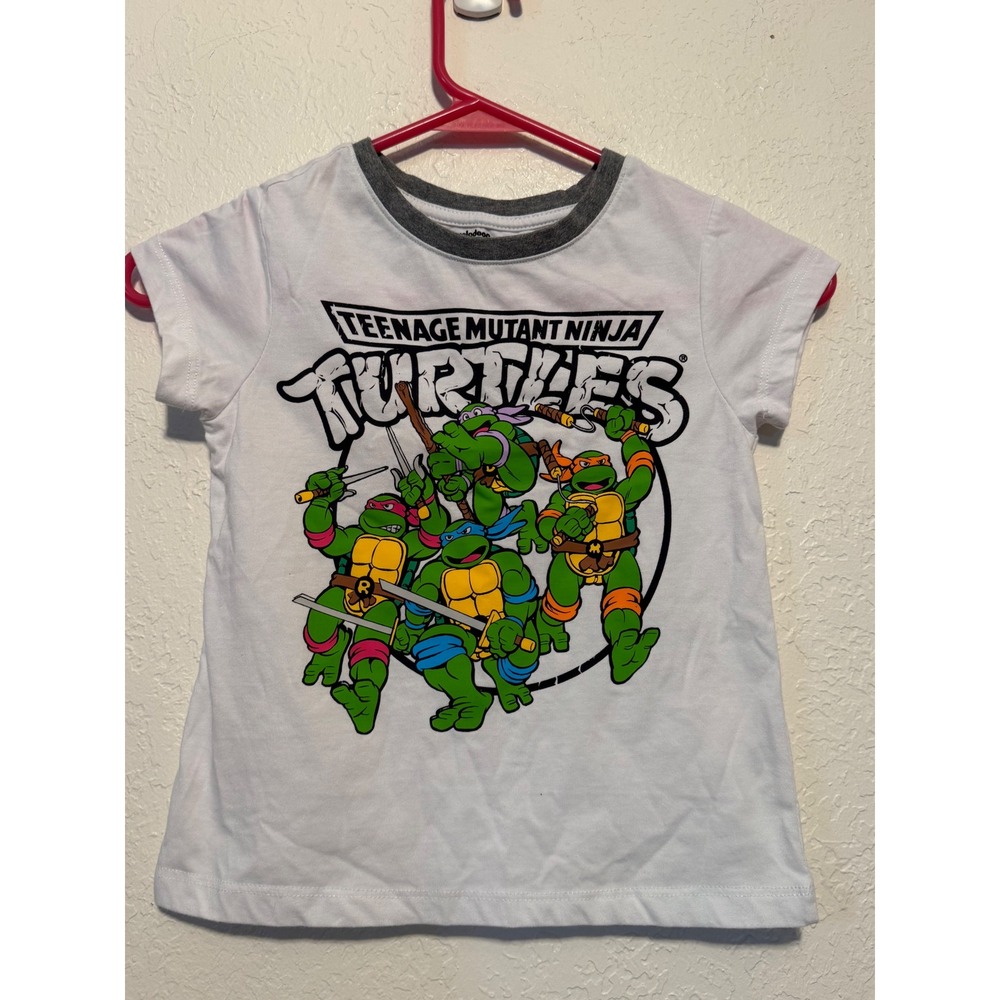 Nickelodeon Teenage Mutant Ninja Turtles Graphic T-Shirt White Gray Kids 5/6